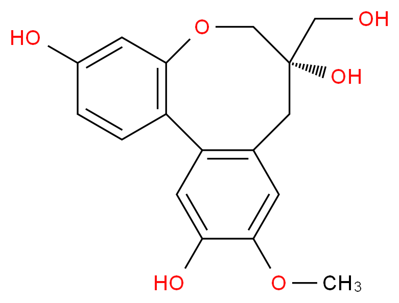 (10S)-10-(hydroxymethyl)-14-methoxy-8-oxatricyclo[10.4.0.0<sup>2</sup>,<sup>7</sup>]hexadeca-1(12),2(7),3,5,13,15-hexaene-5,10,15-triol_分子结构_CAS_111830-77-4