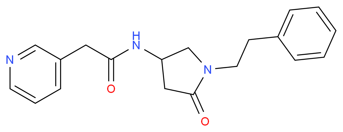 N-[5-oxo-1-(2-phenylethyl)-3-pyrrolidinyl]-2-(3-pyridinyl)acetamide_分子结构_CAS_)