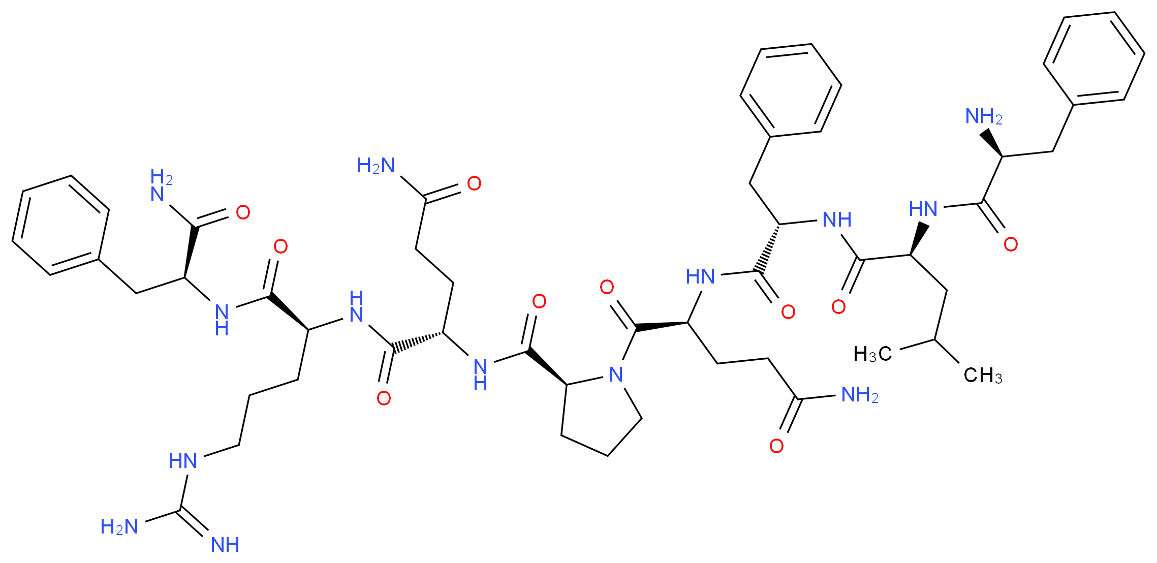 (2S)-2-{[(2S)-1-[(2S)-2-[(2S)-2-[(2S)-2-[(2S)-2-amino-3-phenylpropanamido]-4-methylpentanamido]-3-phenylpropanamido]-4-carbamoylbutanoyl]pyrrolidin-2-yl]formamido}-N-[(1S)-4-carbamimidamido-1-{[(1S)-1-carbamoyl-2-phenylethyl]carbamoyl}butyl]pentanediamide_分子结构_CAS_99566-27-5