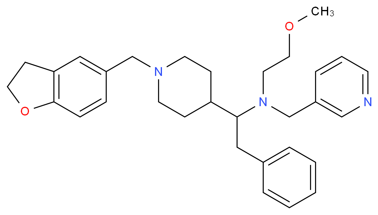 1-[1-(2,3-dihydro-1-benzofuran-5-ylmethyl)-4-piperidinyl]-N-(2-methoxyethyl)-2-phenyl-N-(3-pyridinylmethyl)ethanamine_分子结构_CAS_)