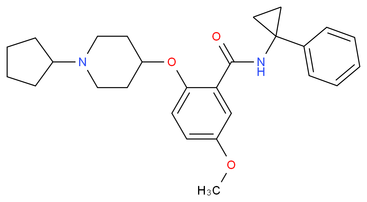 2-[(1-cyclopentyl-4-piperidinyl)oxy]-5-methoxy-N-(1-phenylcyclopropyl)benzamide_分子结构_CAS_)