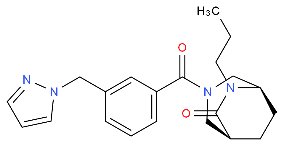(1S*,5R*)-6-propyl-3-[3-(1H-pyrazol-1-ylmethyl)benzoyl]-3,6-diazabicyclo[3.2.2]nonan-7-one_分子结构_CAS_)