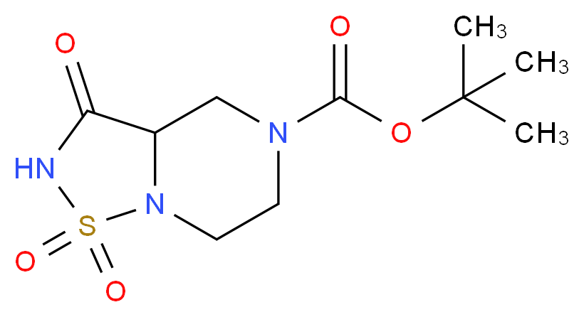 tert-butyl 1,1,3-trioxo-hexahydro-2H-1λ<sup>6</sup>,2,5,8-[1λ<sup>6</sup>,2,5]thiadiazolo[2,3-a]piperazine-5-carboxylate_分子结构_CAS_1255574-37-8