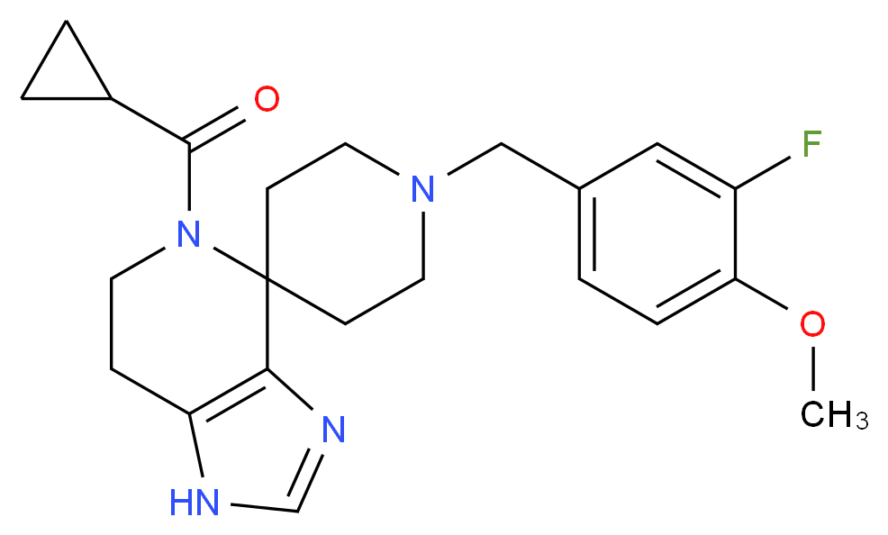 5-(cyclopropylcarbonyl)-1'-(3-fluoro-4-methoxybenzyl)-1,5,6,7-tetrahydrospiro[imidazo[4,5-c]pyridine-4,4'-piperidine]_分子结构_CAS_)