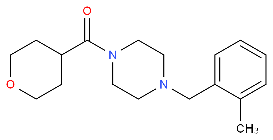 1-(2-methylbenzyl)-4-(tetrahydro-2H-pyran-4-ylcarbonyl)piperazine_分子结构_CAS_)