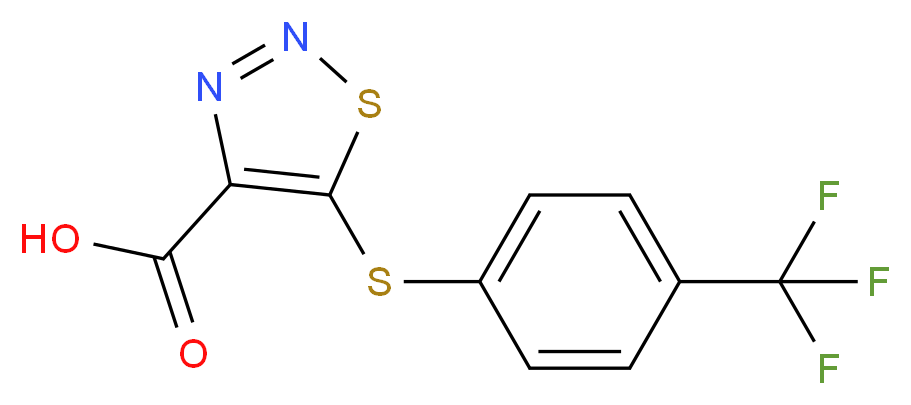 5-{[4-(trifluoromethyl)phenyl]sulfanyl}-1,2,3-thiadiazole-4-carboxylic acid_分子结构_CAS_338982-07-3