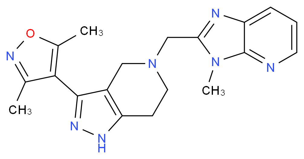 3-(3,5-dimethyl-4-isoxazolyl)-5-[(3-methyl-3H-imidazo[4,5-b]pyridin-2-yl)methyl]-4,5,6,7-tetrahydro-1H-pyrazolo[4,3-c]pyridine_分子结构_CAS_)