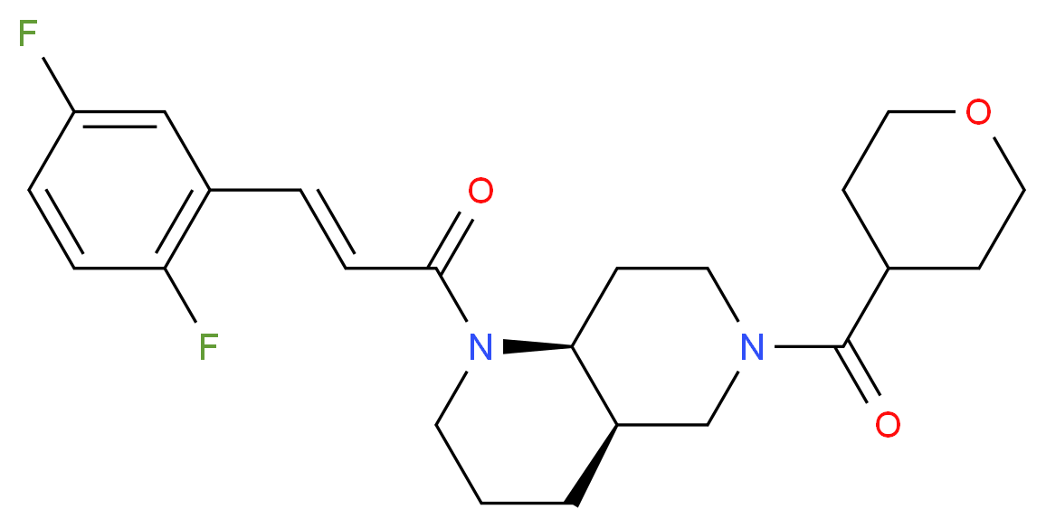 (4aR*,8aS*)-1-[(2E)-3-(2,5-difluorophenyl)-2-propenoyl]-6-(tetrahydro-2H-pyran-4-ylcarbonyl)decahydro-1,6-naphthyridine_分子结构_CAS_)
