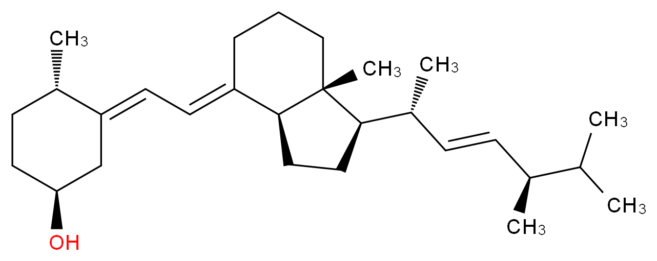 (1S,3E,4S)-3-{2-[(1R,3aS,4E,7aR)-1-[(2R,3E,5R)-5,6-dimethylhept-3-en-2-yl]-7a-methyl-octahydro-1H-inden-4-ylidene]ethylidene}-4-methylcyclohexan-1-ol_分子结构_CAS_67-96-9