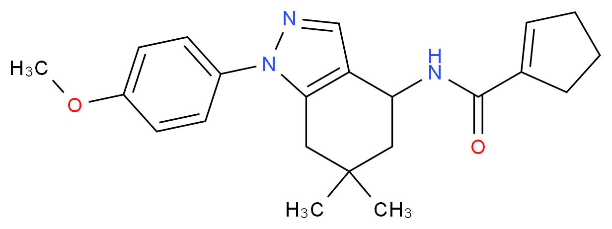 N-[1-(4-methoxyphenyl)-6,6-dimethyl-4,5,6,7-tetrahydro-1H-indazol-4-yl]-1-cyclopentene-1-carboxamide_分子结构_CAS_)