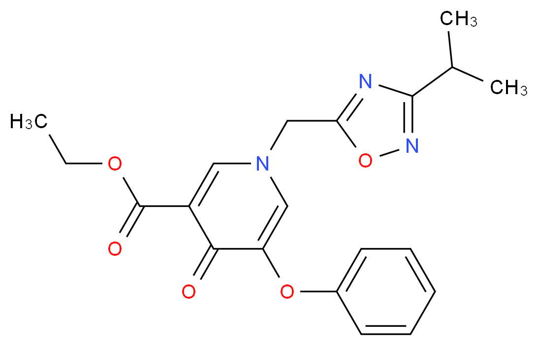 ethyl 1-[(3-isopropyl-1,2,4-oxadiazol-5-yl)methyl]-4-oxo-5-phenoxy-1,4-dihydropyridine-3-carboxylate_分子结构_CAS_)