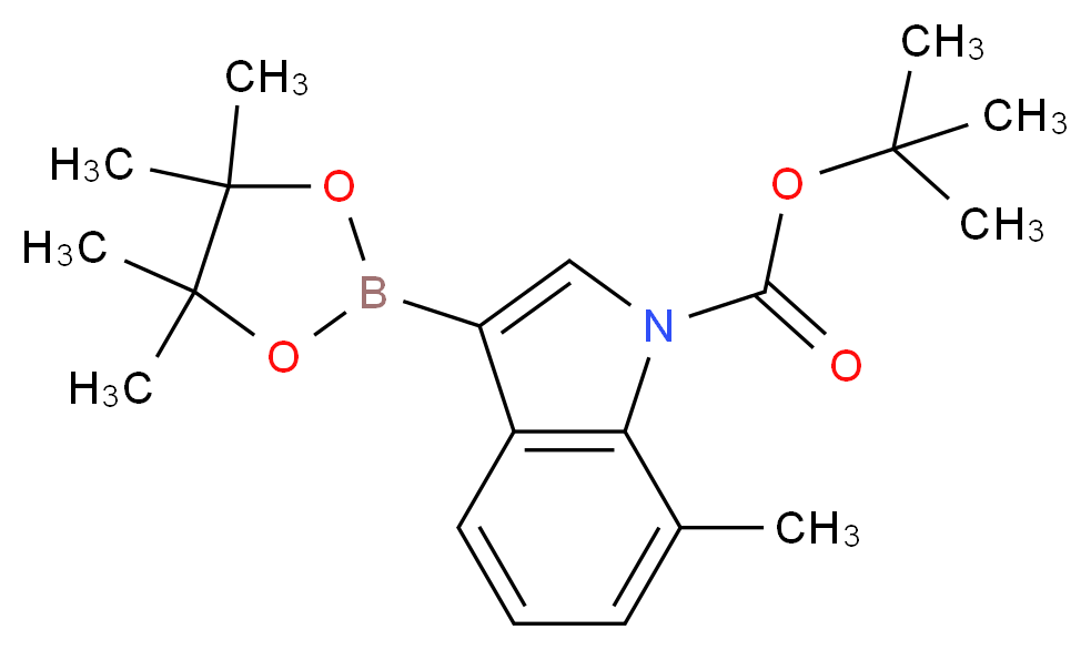 tert-butyl 7-methyl-3-(tetramethyl-1,3,2-dioxaborolan-2-yl)-1H-indole-1-carboxylate_分子结构_CAS_1256360-03-8