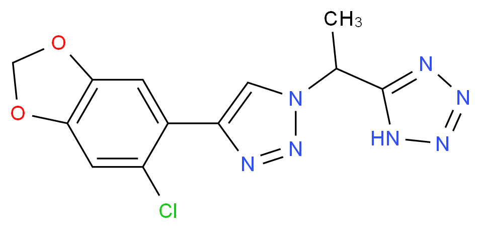 5-{1-[4-(6-chloro-1,3-benzodioxol-5-yl)-1H-1,2,3-triazol-1-yl]ethyl}-1H-tetrazole_分子结构_CAS_)