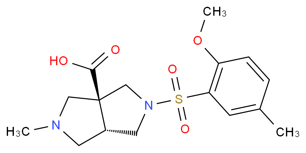 (3aS*,6aS*)-2-[(2-methoxy-5-methylphenyl)sulfonyl]-5-methylhexahydropyrrolo[3,4-c]pyrrole-3a(1H)-carboxylic acid_分子结构_CAS_)