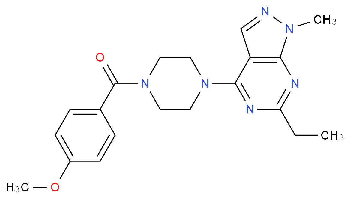 6-ethyl-4-[4-(4-methoxybenzoyl)-1-piperazinyl]-1-methyl-1H-pyrazolo[3,4-d]pyrimidine_分子结构_CAS_)