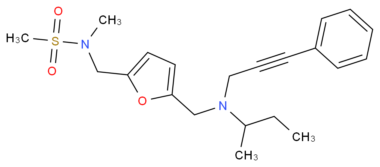 N-[(5-{[sec-butyl(3-phenylprop-2-yn-1-yl)amino]methyl}-2-furyl)methyl]-N-methylmethanesulfonamide_分子结构_CAS_)