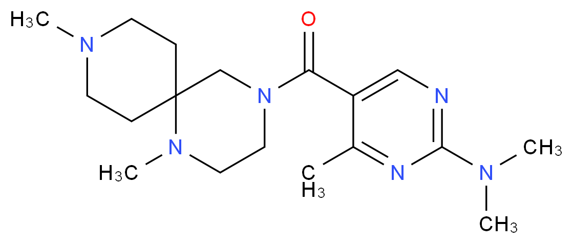 5-[(1,9-dimethyl-1,4,9-triazaspiro[5.5]undec-4-yl)carbonyl]-N,N,4-trimethylpyrimidin-2-amine_分子结构_CAS_)