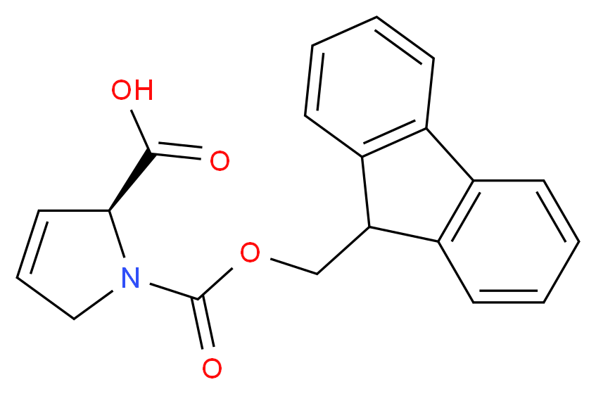 (2S)-1-[(9H-fluoren-9-ylmethoxy)carbonyl]-2,5-dihydro-1H-pyrrole-2-carboxylic acid_分子结构_CAS_135837-63-7