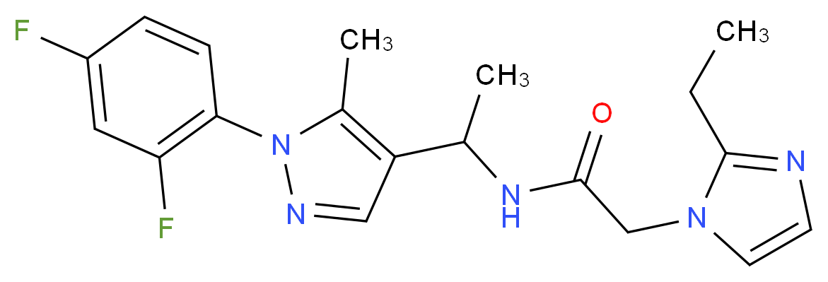 N-{1-[1-(2,4-difluorophenyl)-5-methyl-1H-pyrazol-4-yl]ethyl}-2-(2-ethyl-1H-imidazol-1-yl)acetamide_分子结构_CAS_)
