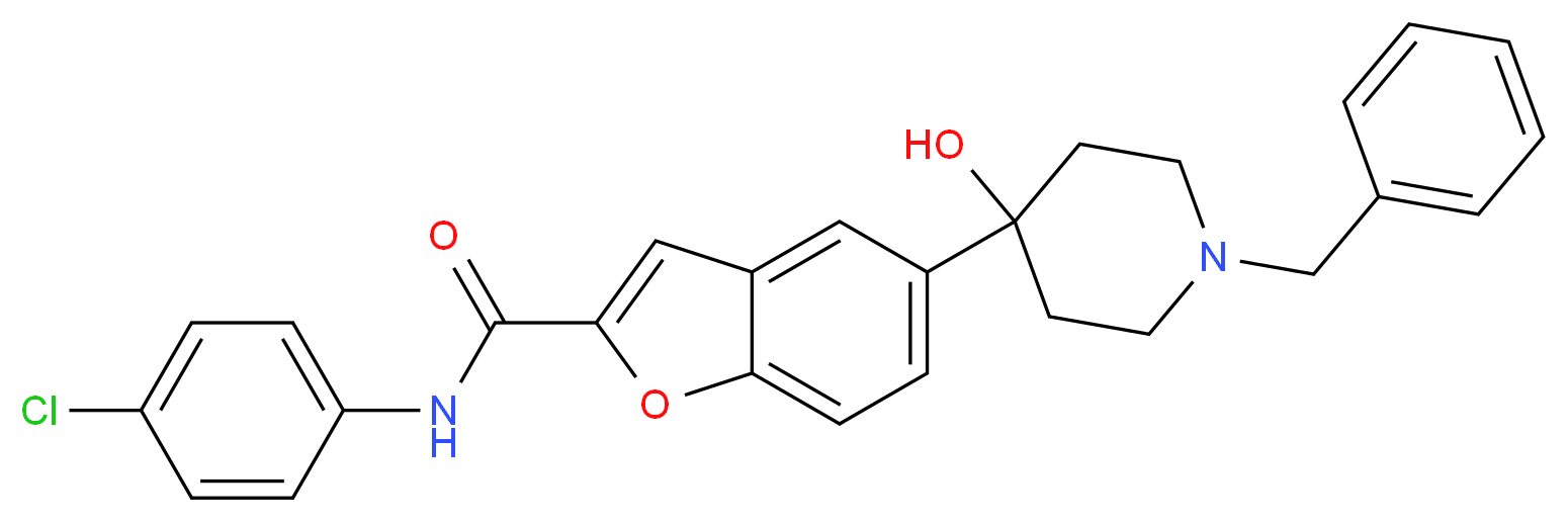 5-(1-benzyl-4-hydroxy-4-piperidinyl)-N-(4-chlorophenyl)-1-benzofuran-2-carboxamide_分子结构_CAS_)