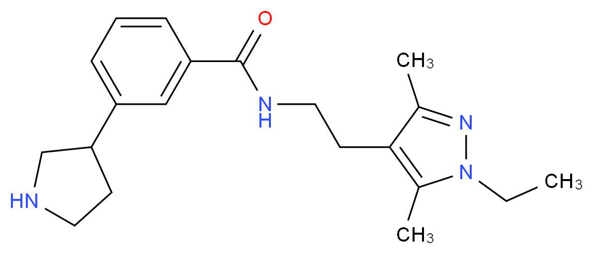 N-[2-(1-ethyl-3,5-dimethyl-1H-pyrazol-4-yl)ethyl]-3-(3-pyrrolidinyl)benzamide_分子结构_CAS_)