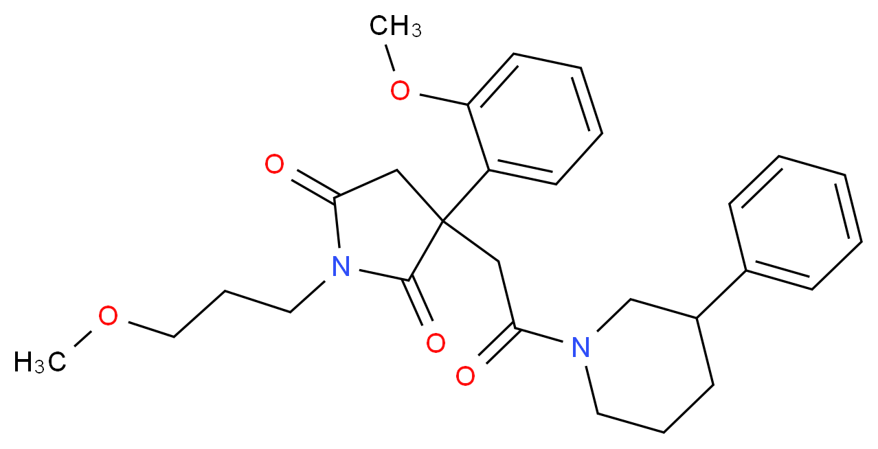 3-(2-methoxyphenyl)-1-(3-methoxypropyl)-3-[2-oxo-2-(3-phenyl-1-piperidinyl)ethyl]-2,5-pyrrolidinedione_分子结构_CAS_)