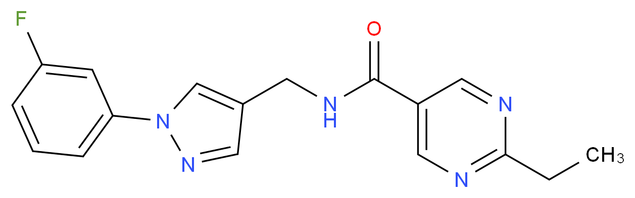 2-ethyl-N-{[1-(3-fluorophenyl)-1H-pyrazol-4-yl]methyl}-5-pyrimidinecarboxamide_分子结构_CAS_)