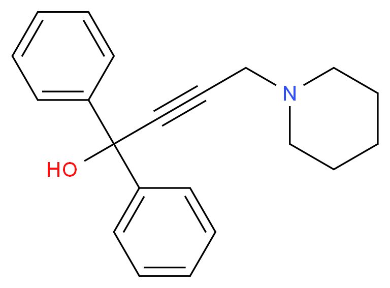 1,1-diphenyl-4-(piperidin-1-yl)but-2-yn-1-ol_分子结构_CAS_972-04-3