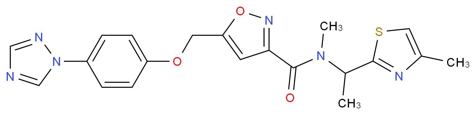 N-methyl-N-[1-(4-methyl-1,3-thiazol-2-yl)ethyl]-5-{[4-(1H-1,2,4-triazol-1-yl)phenoxy]methyl}-3-isoxazolecarboxamide_分子结构_CAS_)
