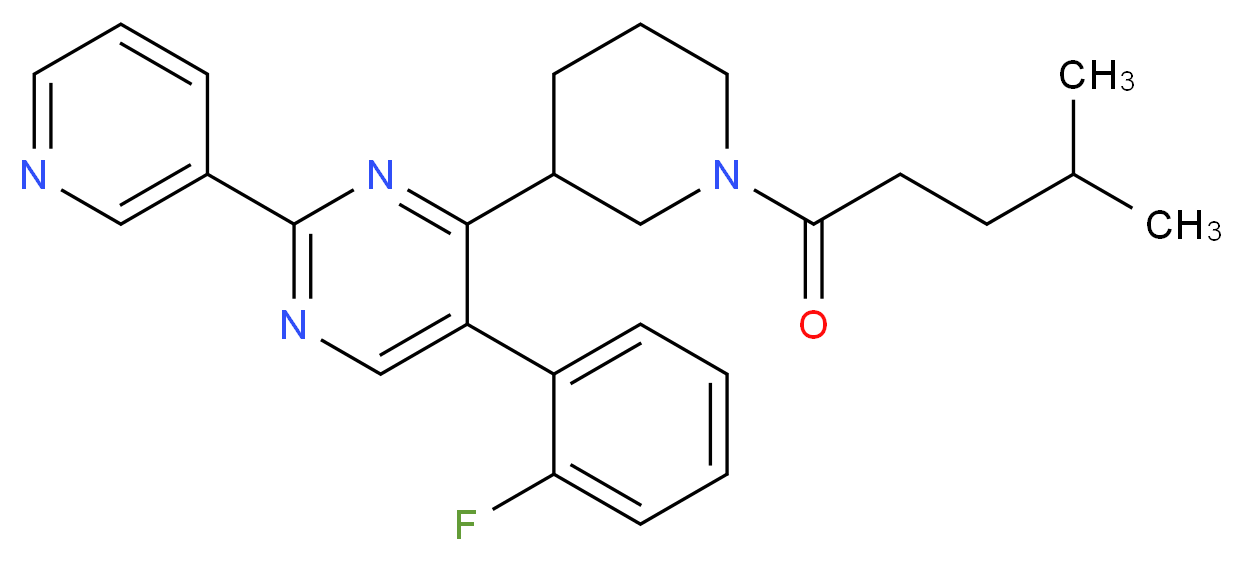5-(2-fluorophenyl)-4-[1-(4-methylpentanoyl)-3-piperidinyl]-2-(3-pyridinyl)pyrimidine_分子结构_CAS_)