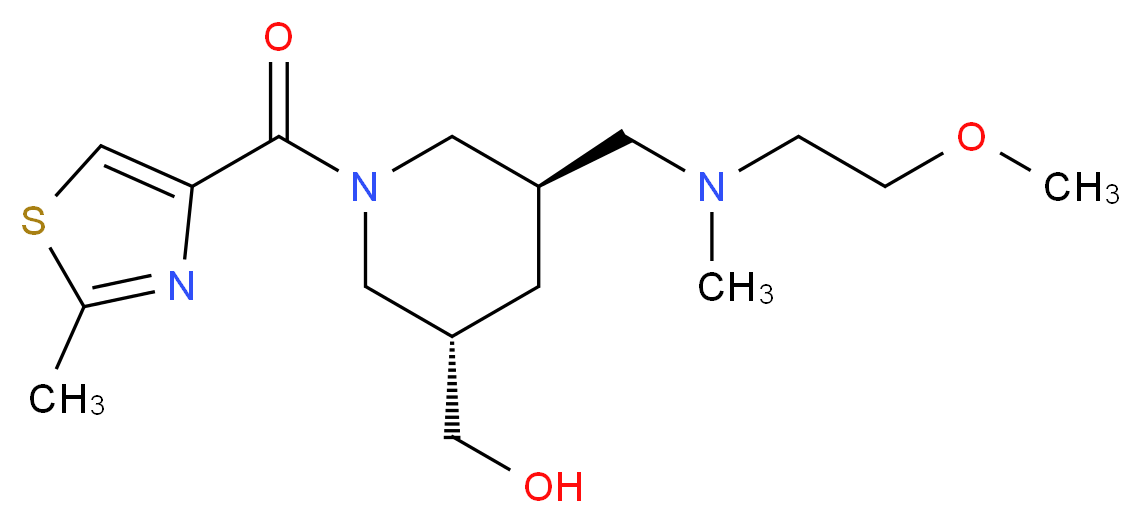 {(3S*,5R*)-5-{[(2-methoxyethyl)(methyl)amino]methyl}-1-[(2-methyl-1,3-thiazol-4-yl)carbonyl]-3-piperidinyl}methanol_分子结构_CAS_)