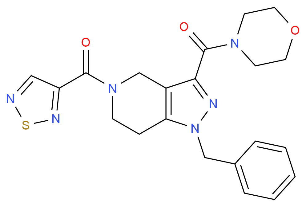 1-benzyl-3-(4-morpholinylcarbonyl)-5-(1,2,5-thiadiazol-3-ylcarbonyl)-4,5,6,7-tetrahydro-1H-pyrazolo[4,3-c]pyridine_分子结构_CAS_)