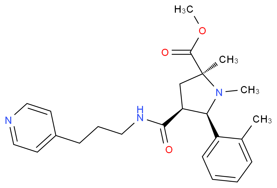 methyl (2S*,4S*,5R*)-1,2-dimethyl-5-(2-methylphenyl)-4-({[3-(4-pyridinyl)propyl]amino}carbonyl)-2-pyrrolidinecarboxylate_分子结构_CAS_)