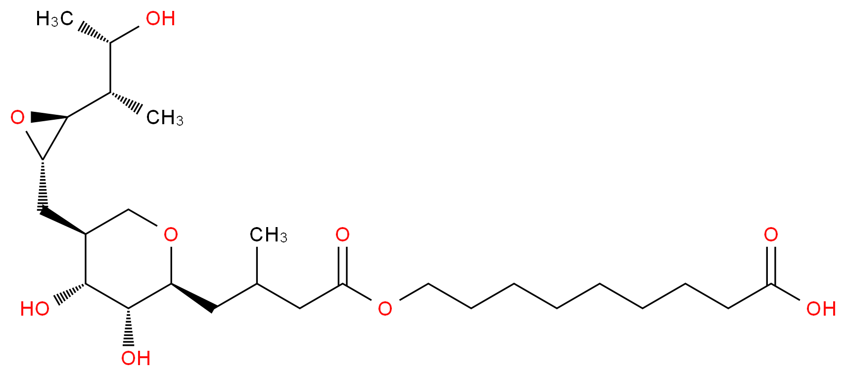 9-({4-[(2S,3R,4R,5S)-3,4-dihydroxy-5-{[(2S,3S)-3-[(2S,3S)-3-hydroxybutan-2-yl]oxiran-2-yl]methyl}oxan-2-yl]-3-methylbutanoyl}oxy)nonanoic acid_分子结构_CAS_1246812-11-2