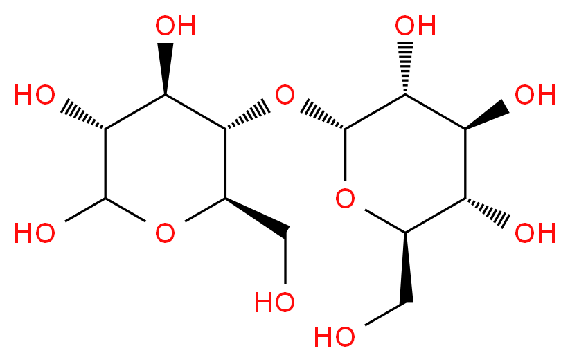 (2R,3S,4S,5R,6R)-2-(hydroxymethyl)-6-{[(2R,3S,4R,5R)-4,5,6-trihydroxy-2-(hydroxymethyl)oxan-3-yl]oxy}oxane-3,4,5-triol_分子结构_CAS_69-79-4