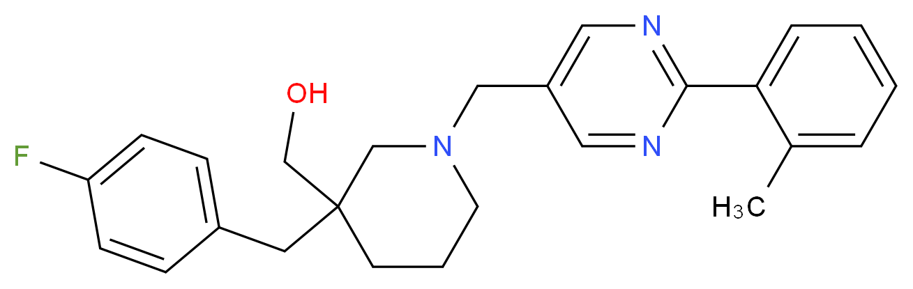 (3-(4-fluorobenzyl)-1-{[2-(2-methylphenyl)-5-pyrimidinyl]methyl}-3-piperidinyl)methanol_分子结构_CAS_)