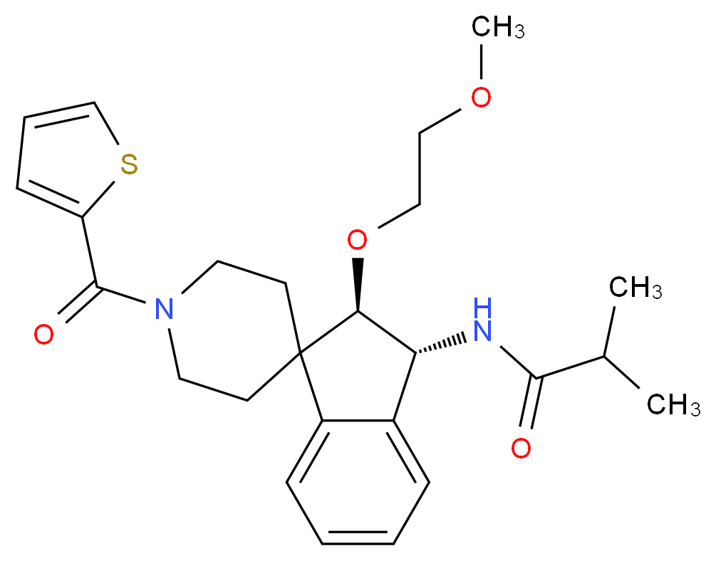 N-[(2R*,3R*)-2-(2-methoxyethoxy)-1'-(2-thienylcarbonyl)-2,3-dihydrospiro[indene-1,4'-piperidin]-3-yl]-2-methylpropanamide_分子结构_CAS_)