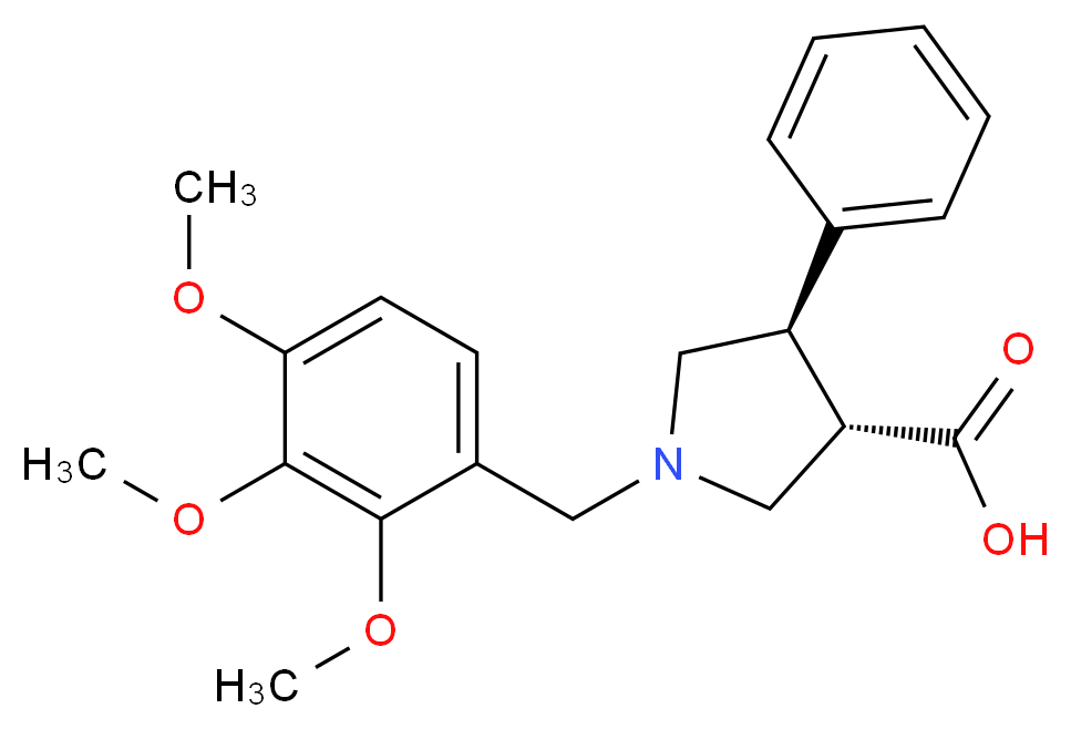 (3S*,4R*)-4-phenyl-1-(2,3,4-trimethoxybenzyl)pyrrolidine-3-carboxylic acid_分子结构_CAS_)