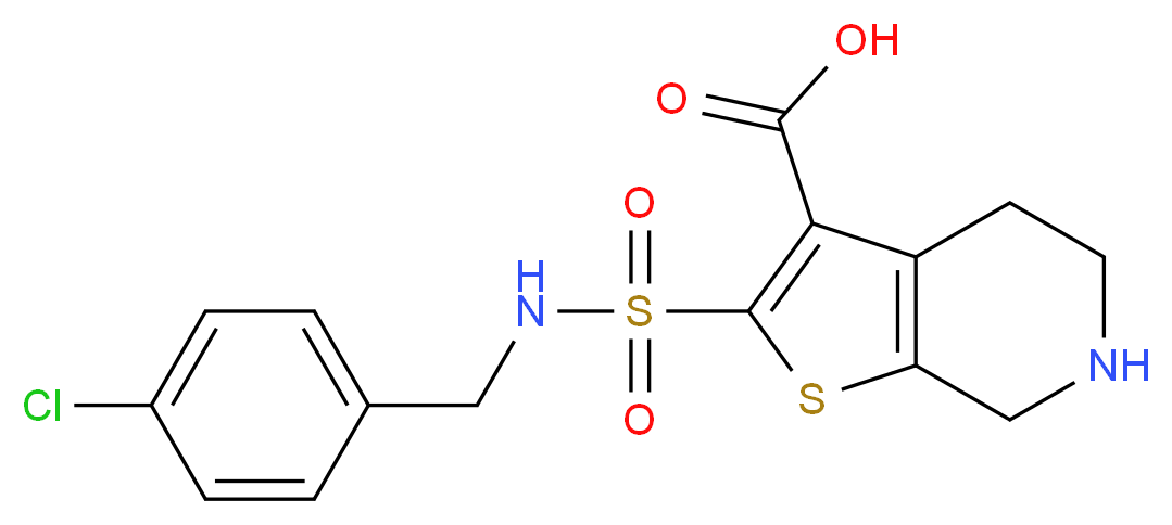 2-{[(4-chlorobenzyl)amino]sulfonyl}-4,5,6,7-tetrahydrothieno[2,3-c]pyridine-3-carboxylic acid_分子结构_CAS_)