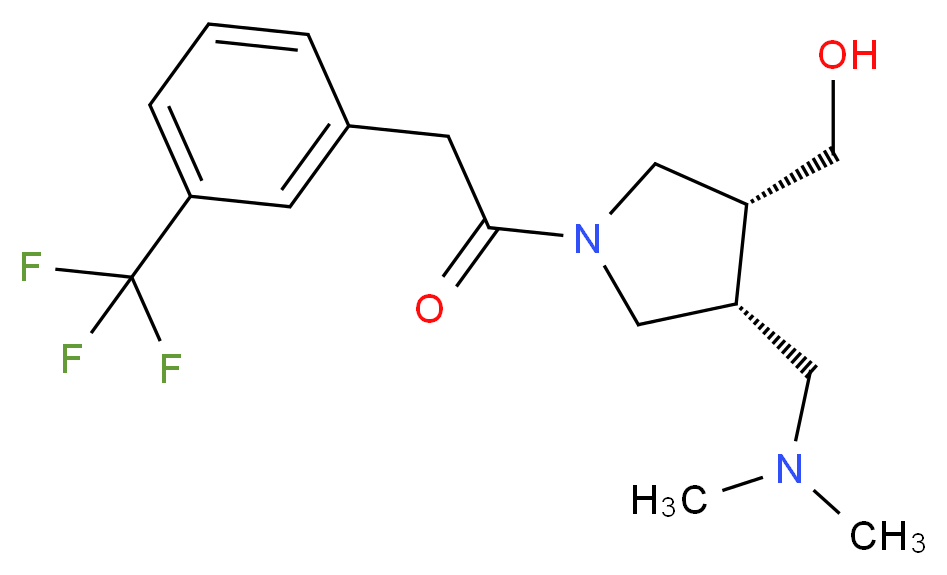 ((3R*,4R*)-4-[(dimethylamino)methyl]-1-{[3-(trifluoromethyl)phenyl]acetyl}pyrrolidin-3-yl)methanol_分子结构_CAS_)