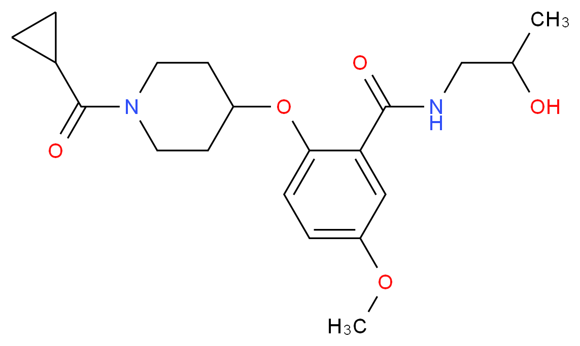 2-{[1-(cyclopropylcarbonyl)piperidin-4-yl]oxy}-N-(2-hydroxypropyl)-5-methoxybenzamide_分子结构_CAS_)