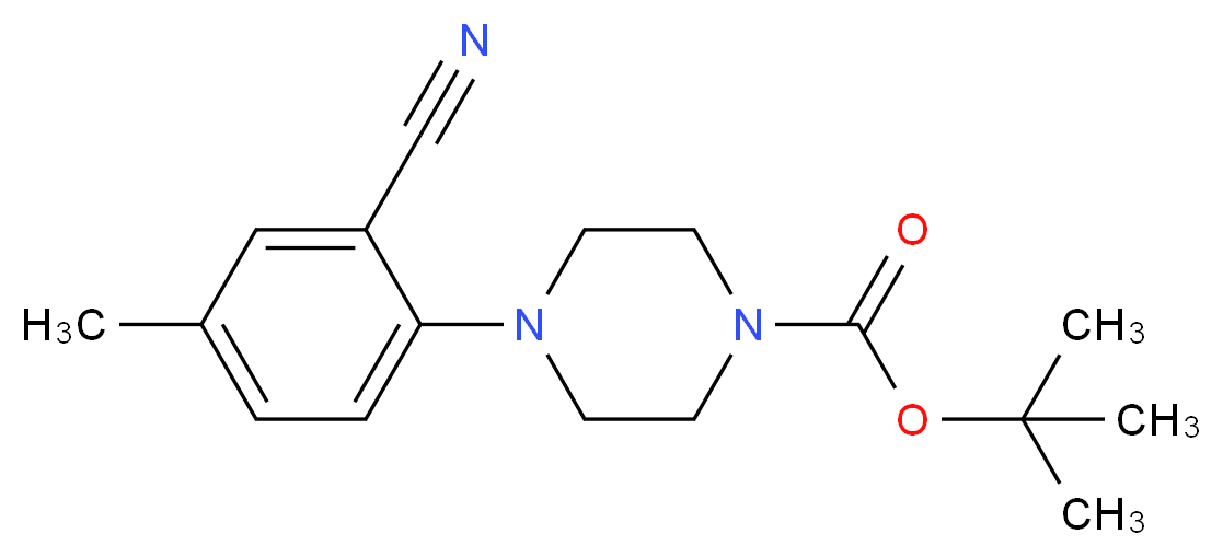 tert-Butyl 4-(2-cyano-4-methylphenyl)piperazine-1-carboxylate_分子结构_CAS_1027911-78-9)