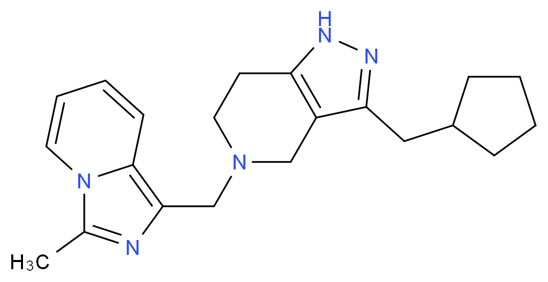 3-(cyclopentylmethyl)-5-[(3-methylimidazo[1,5-a]pyridin-1-yl)methyl]-4,5,6,7-tetrahydro-1H-pyrazolo[4,3-c]pyridine_分子结构_CAS_)