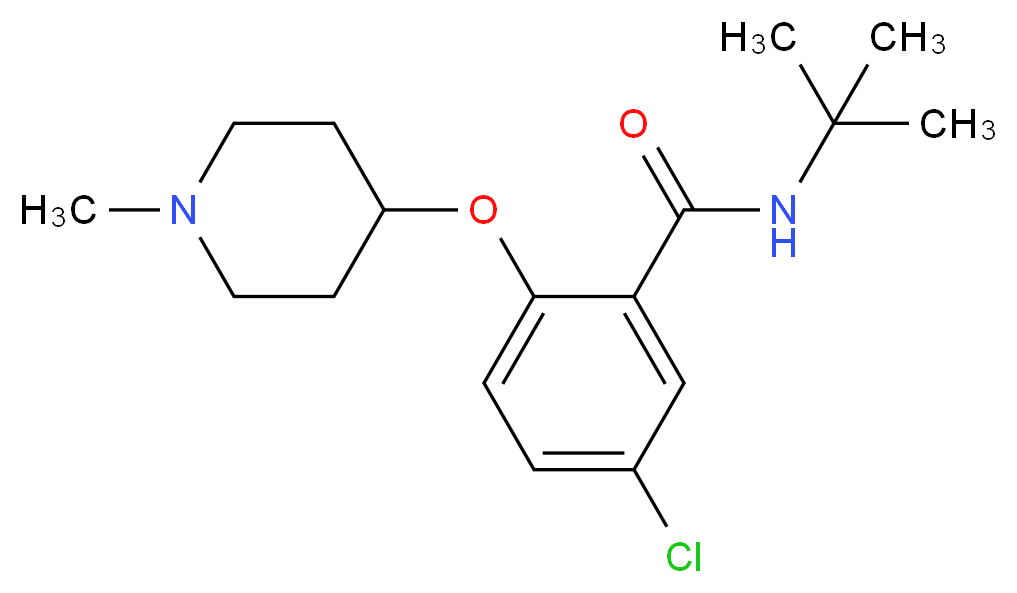 N-(tert-butyl)-5-chloro-2-[(1-methyl-4-piperidinyl)oxy]benzamide_分子结构_CAS_)