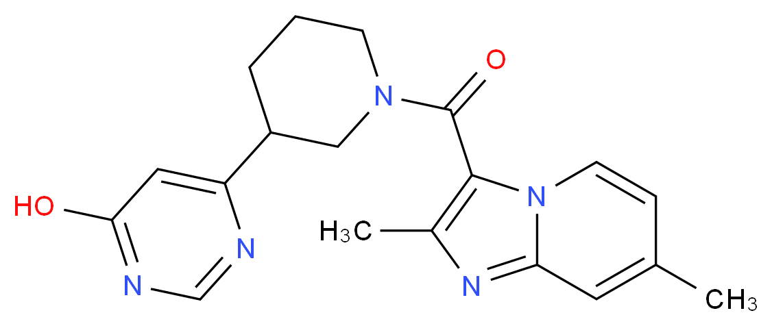 6-{1-[(2,7-dimethylimidazo[1,2-a]pyridin-3-yl)carbonyl]piperidin-3-yl}pyrimidin-4-ol_分子结构_CAS_)