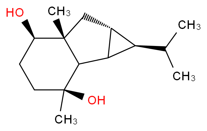 (1R,1aR,1bR,2S,5R,5aR,6aR)-2,5a-dimethyl-1-(propan-2-yl)-decahydrocyclopropa[a]indene-2,5-diol_分子结构_CAS_213769-80-3