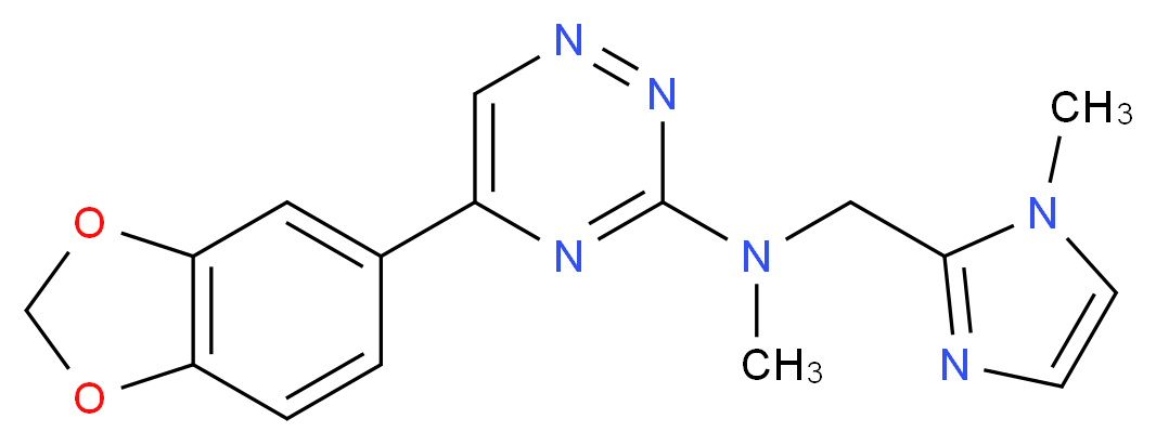 5-(1,3-benzodioxol-5-yl)-N-methyl-N-[(1-methyl-1H-imidazol-2-yl)methyl]-1,2,4-triazin-3-amine_分子结构_CAS_)