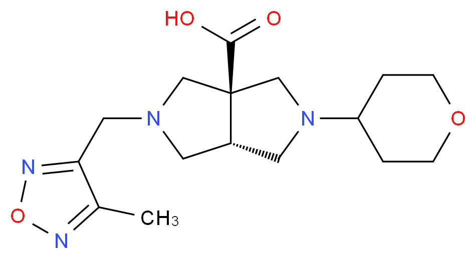 (3aS*,6aS*)-2-[(4-methyl-1,2,5-oxadiazol-3-yl)methyl]-5-(tetrahydro-2H-pyran-4-yl)hexahydropyrrolo[3,4-c]pyrrole-3a(1H)-carboxylic acid_分子结构_CAS_)