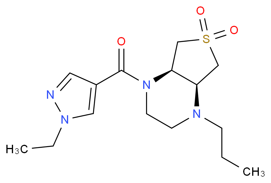 (4aS*,7aR*)-1-[(1-ethyl-1H-pyrazol-4-yl)carbonyl]-4-propyloctahydrothieno[3,4-b]pyrazine 6,6-dioxide_分子结构_CAS_)