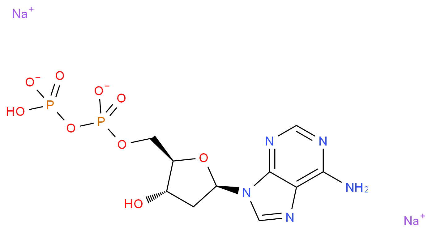 disodium [(2R,3S,5R)-5-(6-amino-9H-purin-9-yl)-3-hydroxyoxolan-2-yl]methyl (hydrogen phosphonatooxy)phosphonate_分子结构_CAS_72003-83-9